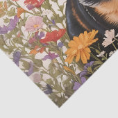 Papier Mousseline Fleurs Brown De Dachshund Et Cosmos (Détail)