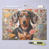 Papier Mousseline Fleurs Brown De Dachshund Et Cosmos (Artisanat)