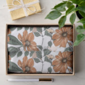 Papier Mousseline Fleurs Brown et vert feuille motif (Cadeau)