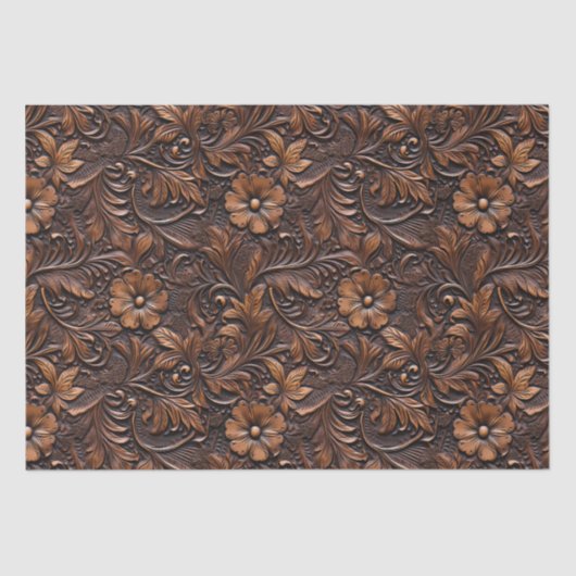 Papier Mousseline Fleurs Brown Western Cowgirl (Recto)