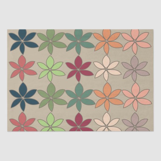 Papier Mousseline Fleurs Colorées (Recto)