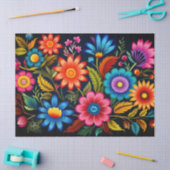 Papier Mousseline Fleurs Colorées (Artisanat)