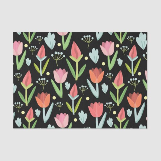 Papier Mousseline Fleurs colorées Abstraites (Recto)