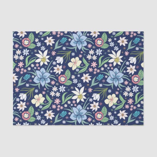 Papier Mousseline Fleurs colorées motif (Recto)