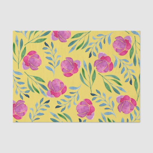 Papier Mousseline Fleurs (conception 15 série jaune/orange) (Recto)