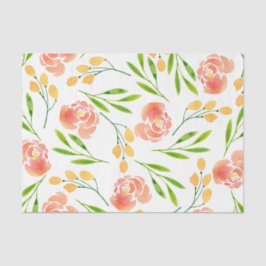 Papier Mousseline Fleurs (conception 45 série jaune/orange) (Recto)