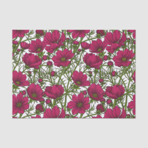 Papier Mousseline Fleurs Cosmos roses