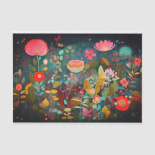 Papier Mousseline Fleurs Cottagecore Peinture Abstraite Découpage