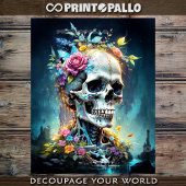 Papier Mousseline Fleurs Crâne roi dans le paysage gothique