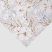 Papier Mousseline Fleurs Crème Blanche Papillons Bleus Baby Shower (Détail)