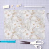 Papier Mousseline Fleurs Crème Blanche Papillons Bleus Baby Shower (Artisanat)
