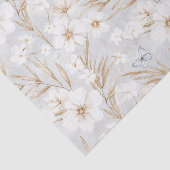 Papier Mousseline Fleurs Crème Blanche Papillons Bleus Shower de Mar (Détail)