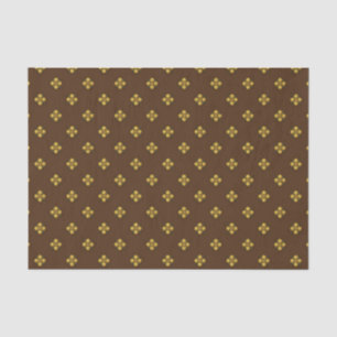Papier Mousseline Fleurs Crucifères d'or sur Brown