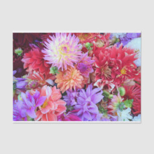 Papier Mousseline Fleurs Dahlia colorées et vives