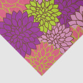Papier Mousseline Fleurs Dahlia, Fleurs Colorées, Motif Floral (Détail)