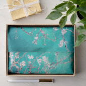Papier Mousseline Fleurs d'amandier de Vincent Van Gogh Turquoise (Cadeau)
