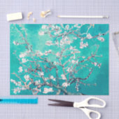 Papier Mousseline Fleurs d'amandier de Vincent Van Gogh Turquoise (Artisanat)