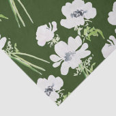 Papier Mousseline Fleurs d'anémone blanc à l'aquarelle verte (Détail)