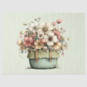 Papier Mousseline Fleurs dans un pot Cozy Shabby Mignon (Recto)