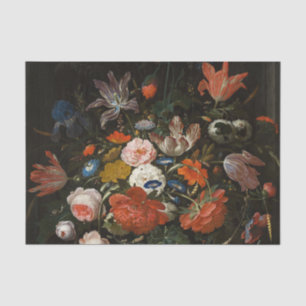 Papier Mousseline Fleurs dans un vase de verre par Abraham Mignon