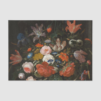 Papier Mousseline Fleurs dans un vase de verre par Abraham Mignon