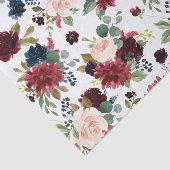 Papier Mousseline Fleurs d'aquarelle bleu marine bordeaux (Détail)