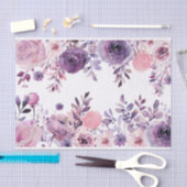 Papier Mousseline Fleurs d'aquarelle en Découpage rose et violet (Artisanat)