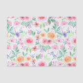 Papier Mousseline Fleurs d'aquarelle et feuilles (Recto)