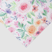 Papier Mousseline Fleurs d'aquarelle et feuilles (Détail)