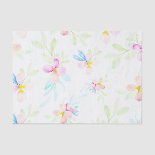 Papier Mousseline Fleurs d'aquarelle rose (Recto)