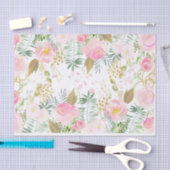 Papier Mousseline Fleurs d'aquarelle rose et or (Artisanat)