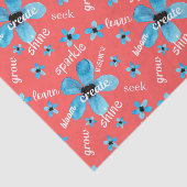 Papier Mousseline Fleurs d'aquarelle rouge et bleu avec Affirmations (Détail)