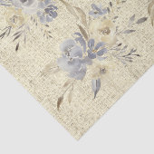 Papier Mousseline fleurs d'aquarelle rustique sur faux lin (Détail)