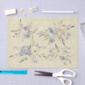 Papier Mousseline fleurs d'aquarelle rustique sur faux lin (Artisanat)