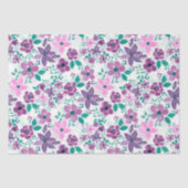 Papier Mousseline Fleurs d'aquarelle violet rose botanique (Recto)