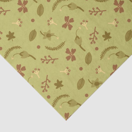 Papier Mousseline Fleurs d'art populaire en vert (Détail)