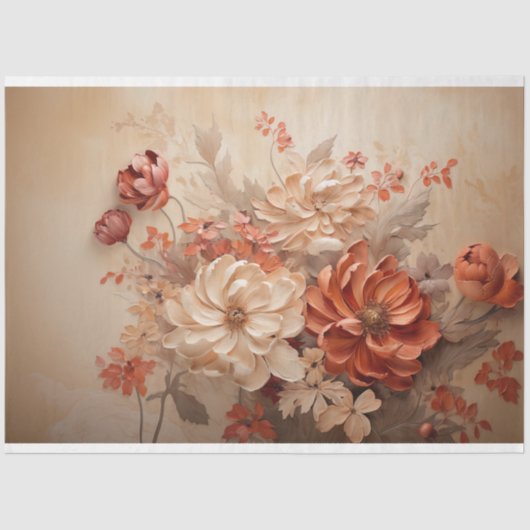 Papier Mousseline Fleurs d'automne, Médias mixtes Floral (Recto)