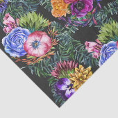 Papier Mousseline Fleurs de Bohème d'aquarelle et feuille tropical (Détail)