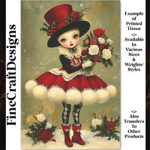 Papier Mousseline Fleurs de Bouquet de Fille Victorienne Chic BD2R D