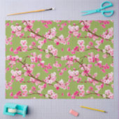 Papier Mousseline Fleurs de cerises roses exquises en Chartreuse (Artisanat)