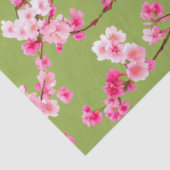 Papier Mousseline Fleurs de cerises roses exquises en Chartreuse (Détail)