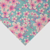 Papier Mousseline Fleurs de cerisier printemps vert (Détail)