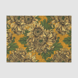 Papier Mousseline Fleurs de chrysanthème jaune