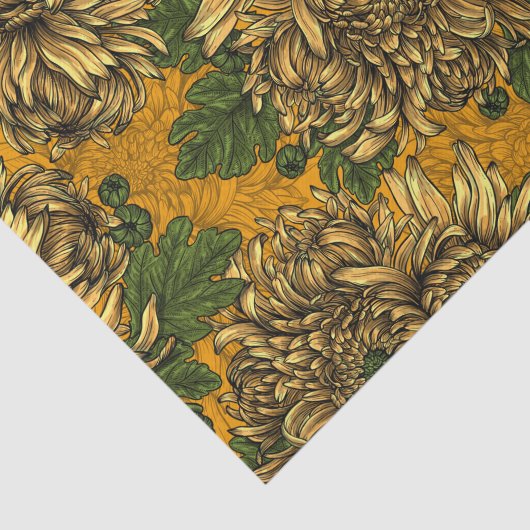 Papier Mousseline Fleurs de chrysanthème jaune (Détail)