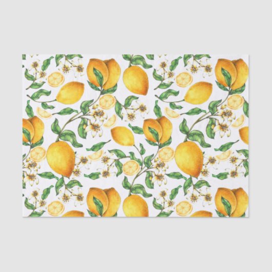 Papier Mousseline Fleurs de citrons et de citrons jaunes Belles (Recto)