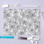 Papier Mousseline Fleurs de Cornflowers, fleurs sauvages en noir et  (Artisanat)