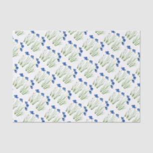 Papier Mousseline Fleurs de Cornouailles bleues aquarelle chic Motif