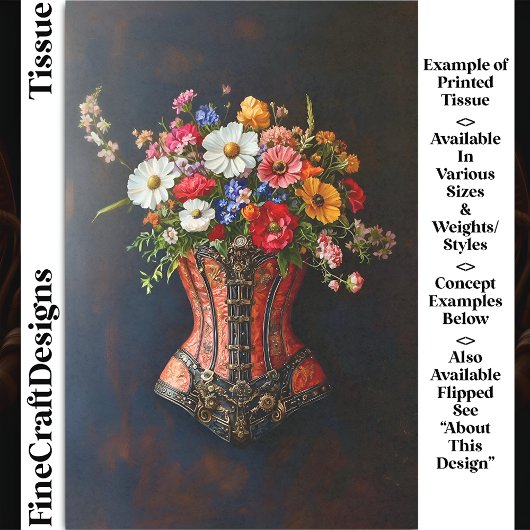 Papier Mousseline Fleurs de corse en Steampunk victorien DF5R Découp