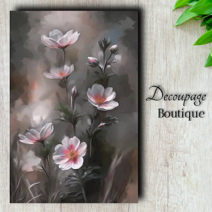 Papier Mousseline Fleurs de Cosmos Rose Brumeux Decoupage