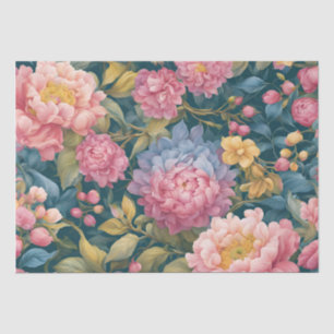 Papier Mousseline Fleurs de couleur vive florale
